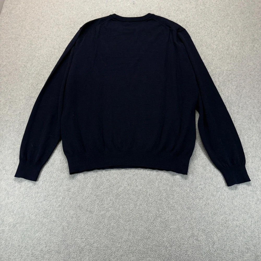 Suitsupply Mens Merino Wool Sweater Navy Blue Crew Neck Pullover Long Sleeve XL